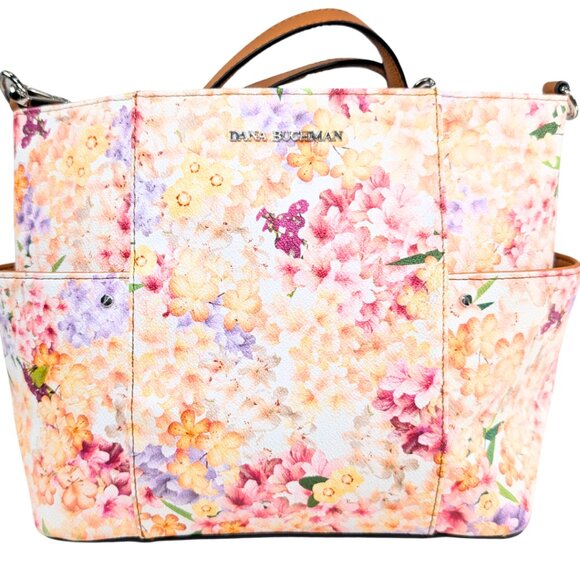 Dana Buchman White Floral PVC Faux Leather Julia 2-Way Tote Crossbody - Picture 2 of 12